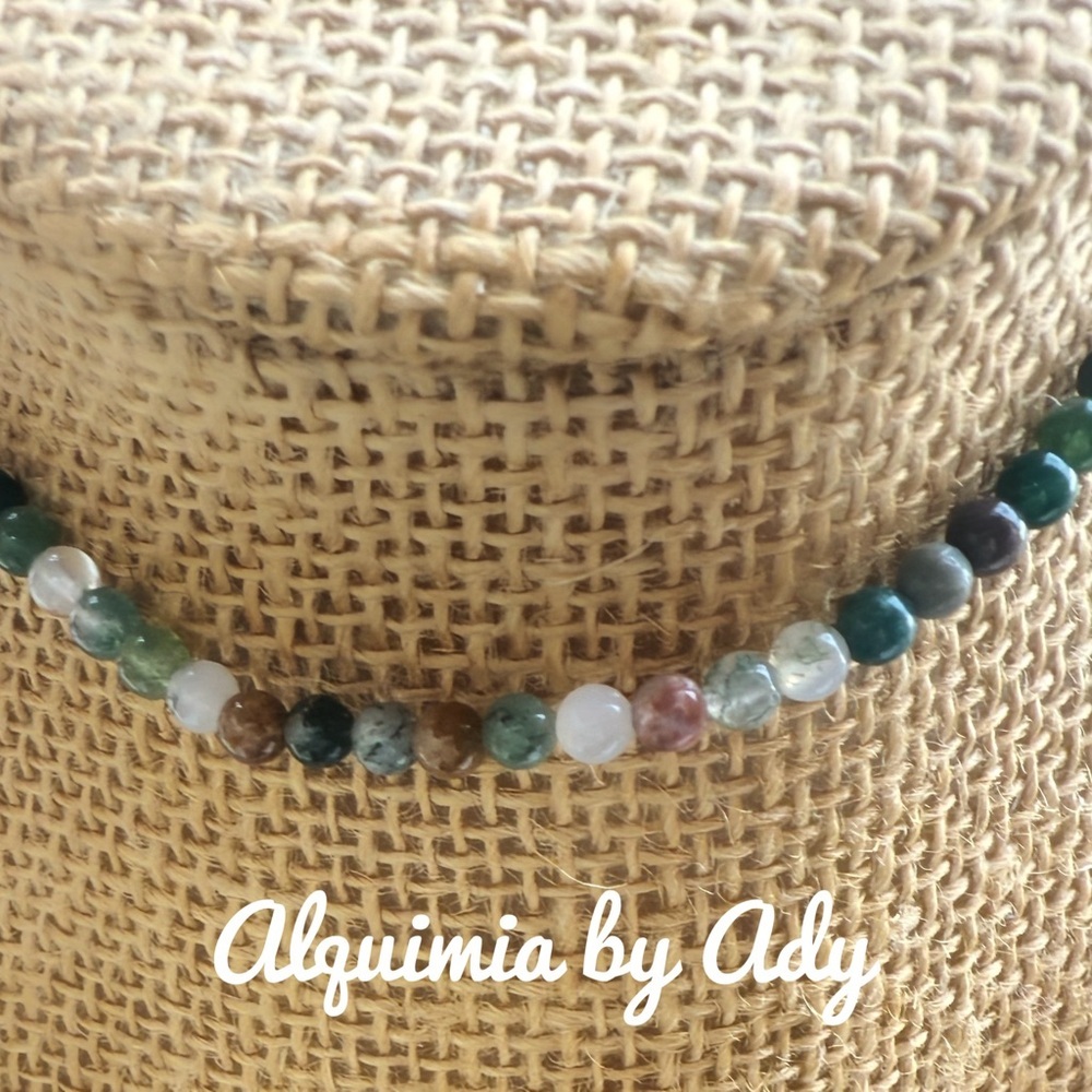 Alquimia Multicolor Natural Stone Beaded Necklace — Green, Brown, White